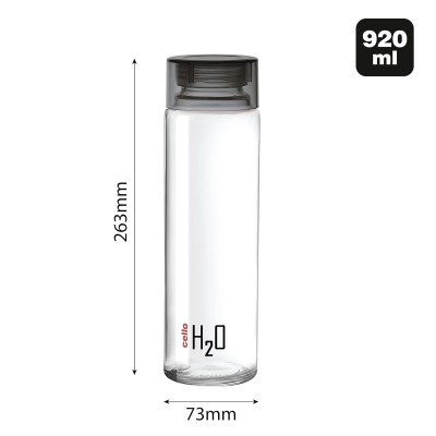 CELLO H2O Glass Fridge Water Bottle with Plastic Cap | Leak proof & break-proof | Wide mouth & Easy to Clean | Best Usage for Office/School/College | Set of 6, 920ml | Black CELLO H2O Glass Fridge Water Bottle with Plastic Cap | Leak proof & break-proof | Wide mouth & Easy to Clean | Best Usage for Office/School/College | Set of 6, 920ml | Black