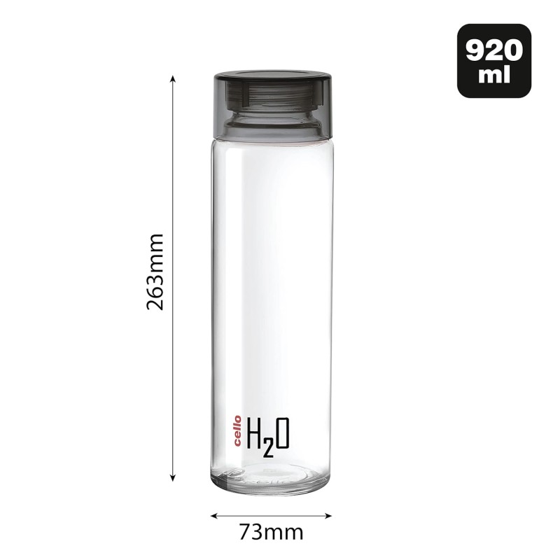 CELLO H2O Glass Fridge Water Bottle with Plastic Cap | Leak proof & break-proof | Wide mouth & Easy to Clean | Best Usage for Office/School/College | Set of 6, 920ml | Black CELLO H2O Glass Fridge Water Bottle with Plastic Cap | Leak proof & break-proof | Wide mouth & Easy to Clean | Best Usage for Office/School/College | Set of 6, 920ml | Black