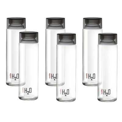 CELLO H2O Glass Fridge Water Bottle with Plastic Cap | Leak proof & break-proof | Wide mouth & Easy to Clean | Best Usage for Office/School/College | Set of 6, 920ml | Black CELLO H2O Glass Fridge Water Bottle with Plastic Cap | Leak proof & break-proof | Wide mouth & Easy to Clean | Best Usage for Office/School/College | Set of 6, 920ml | Black