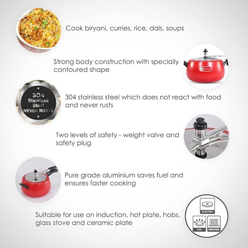 Wonderchef Regalia Pressure Cooker Inner Lid_Red_5L Wonderchef Regalia Pressure Cooker Inner Lid_Red_5L