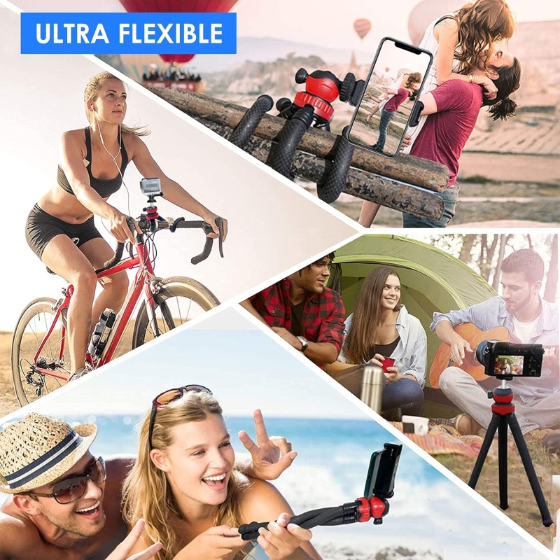 AGARO MTP 310 Flexible Gorillapod Tripod with Aluminum Ball Head, up to 2 kgs Load Capacity, Flexible Legs and Smart Phone Holder, Red,Black AGARO MTP 310 Flexible Gorillapod Tripod with Aluminum Ball Head, up to 2 kgs Load Capacity, Flexible Legs and Smart Phone Holder, Red,Black