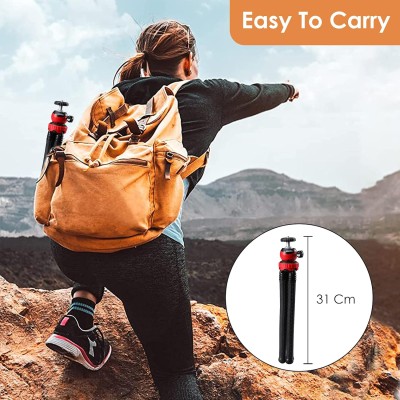 AGARO MTP 310 Flexible Gorillapod Tripod with Aluminum Ball Head, up to 2 kgs Load Capacity, Flexible Legs and Smart Phone Holder, Red,Black AGARO MTP 310 Flexible Gorillapod Tripod with Aluminum Ball Head, up to 2 kgs Load Capacity, Flexible Legs and Smart Phone Holder, Red,Black