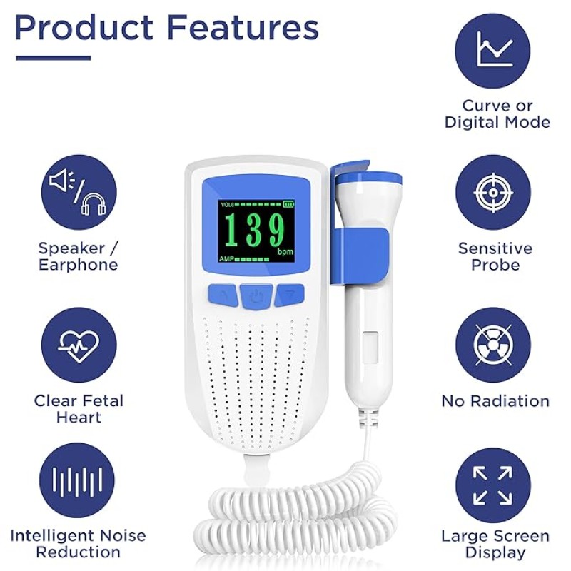 K-Life Model FD-101 Heartbeat Rate Detection Monitor with in-Built Speaker Fetal Doppler (White) K-Life Model FD-101 Heartbeat Rate Detection Monitor with in-Built Speaker Fetal Doppler (White)