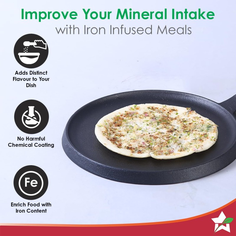 Wonderchef Forza Cast-Iron 25 cm Dosa Tawa Pan | Pre-Seasoned Cookware | Induction Friendly | 3.8 mm| with Lifetime Exchange Warranty Wonderchef Forza Cast-Iron 25 cm Dosa Tawa Pan | Pre-Seasoned Cookware | Induction Friendly | 3.8 mm| with Lifetime Exchange Warranty