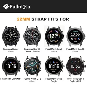 Fullmosa 22mm Watch Bands Compatible with Samsung Galaxy Watch 46mm/Samsung Gear S3 Classic, Huawei Watch GT 2 46mm, White & Black Fullmosa 22mm Watch Bands Compatible with Samsung Galaxy Watch 46mm/Samsung Gear S3 Classic, Huawei Watch GT 2 46mm, White & Black