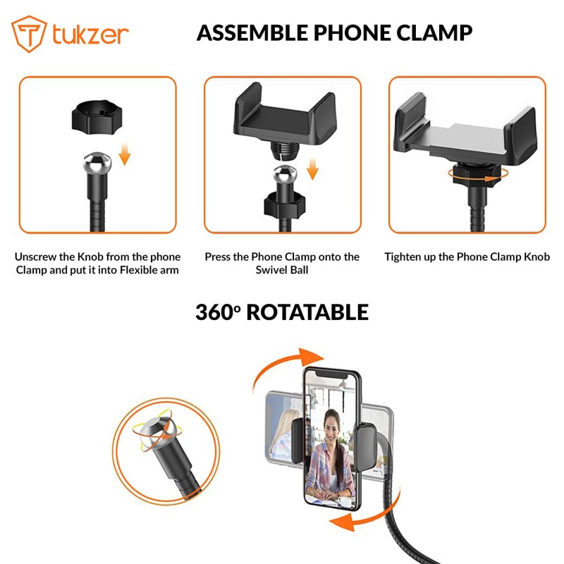 Tukzer 3.5" LED Selfie Ring Light with Phone Holder |Flexible Arm Desk Mount Clamp for Live Stream, Makeup, Online Meetings, Recording, Photography, USB Reading Light | 3 Color 10 Brightness Level Tukzer 3.5" LED Selfie Ring Light with Phone Holder |Flexible Arm Desk Mount Clamp for Live Stream, Makeup, Online Meetings, Recording, Photography, USB Reading Light | 3 Color 10 Brightness Level