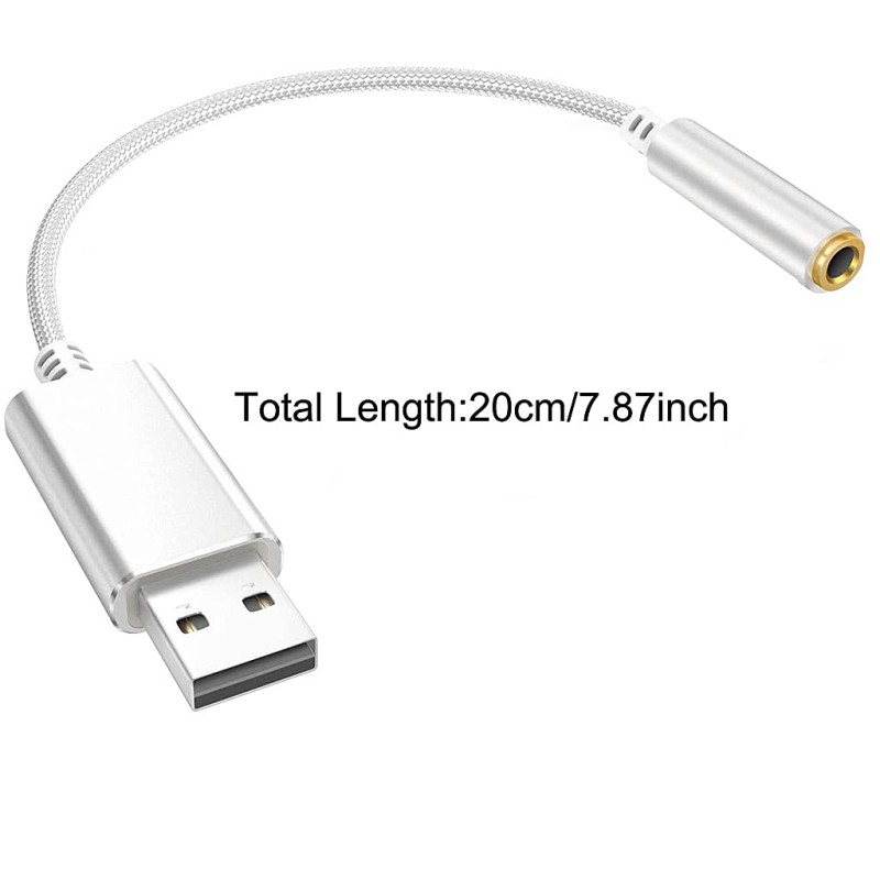 Verilux® 2 in 1 USB Sound Card(20cm),External Sound Card Jack Audio Adapter with 3.5mm Aux Stereo Converter Compatible with Headset,PC, Laptop,Linux,Desktops,PS4 and More Device (Silver) Verilux® 2 in 1 USB Sound Card(20cm),External Sound Card Jack Audio Adapter with 3.5mm Aux Stereo Converter Compatible with Headset,PC, Laptop,Linux,Desktops,PS4 and More Device (Silver)