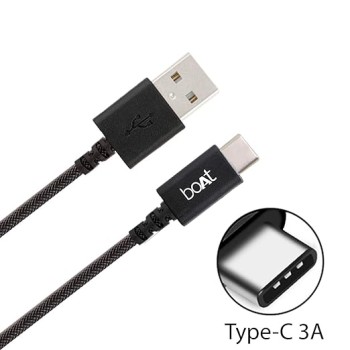 boAt Type-C A400 | Type-C to USB A 2 Mtrs USB Cable| 3A Fast Charging & 480mbps Data Transmission | Compatible for all Smartphones & Tablets (Black), 2M boAt Type-C A400 | Type-C to USB A 2 Mtrs USB Cable| 3A Fast Charging & 480mbps Data Transmission | Compatible for all Smartphones & Tablets (Black), 2M