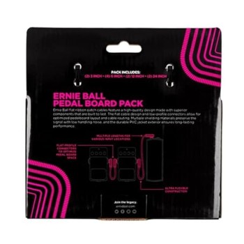 Ernieball 6387 Flat Ribbon Patch Cables Pedalboard Multi-Pack - White