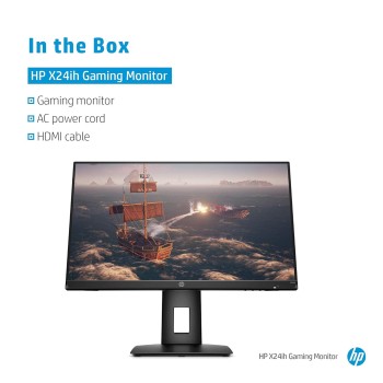 HP X24ih 23.8-inch FHD Gaming Monitor with 350 nits IPS Panel, 144 Hz, Adaptive Sync, 1xHDMI, 1xDP, VESA Mount, Height & Tilt Adjust 13L82AA (Black)