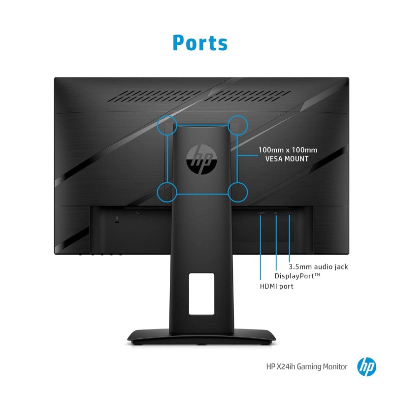HP X24ih 23.8-inch FHD Gaming Monitor with 350 nits IPS Panel, 144 Hz, Adaptive Sync, 1xHDMI, 1xDP, VESA Mount, Height & Tilt Adjust 13L82AA (Black) HP X24ih 23.8-inch FHD Gaming Monitor with 350 nits IPS Panel, 144 Hz, Adaptive Sync, 1xHDMI, 1xDP, VESA Mount, Height & Tilt Adjust 13L82AA (Black)