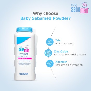 Sebamed Baby Powder| Olive Oil, Allantoin|Keeps Newborn’s Skin Fresh|absorbs Sweat|100 gm