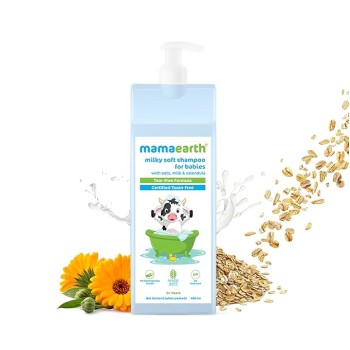 Mamaearth Milky Soft Shampoo For Babies - 400 ml | Infused with Oats, Milk and Calendula | Gently Cleanses Hair, Balances Scalp pH & Makes Hair Soft & Smooth