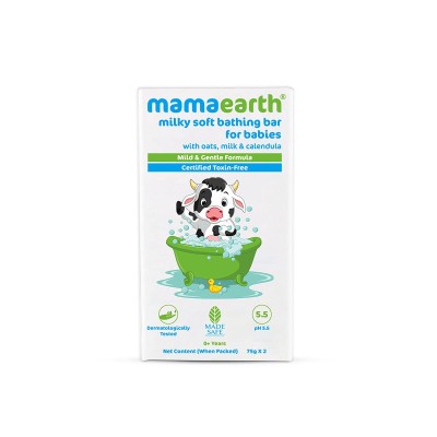 Mamaearth Milky Soft Bathing Bar For Babies - 75 g x 2 | Infused with Oats, Milk and Calendula | Gently Cleanses Skin, Keeps Skin Soft & Smooth, Mild & Gentle Formula, Dermatologically Tested Mamaearth Milky Soft Bathing Bar For Babies - 75 g x 2 | Infused with Oats, Milk and Calendula | Gently Cleanses Skin, Keeps Skin Soft & Smooth, Mild & Gentle Formula, Dermatologically Tested