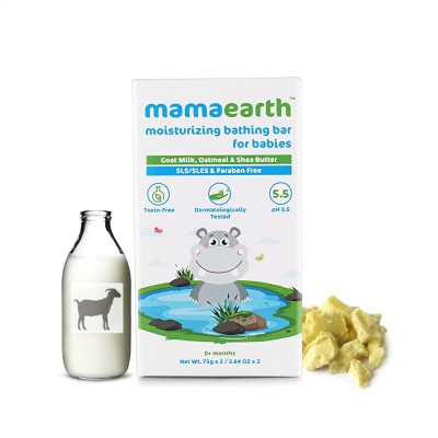 Mamaearth Moisturizing Baby Bathing Soap Bar, pH 5.5, with Goat Milk & Oatmeal. Pack of 2, 75gms Each Mamaearth Moisturizing Baby Bathing Soap Bar, pH 5.5, with Goat Milk & Oatmeal. Pack of 2, 75gms Each