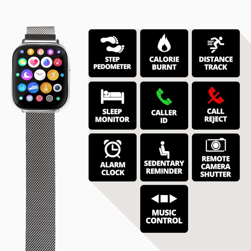 Zebronics Zeb-FIT5220CH Limited Edition Smart Fitness Watch,2.5D Curved Glass 4.4cm Square Display, Metal Body & Strap, SpO2/BP/HR Monitor, IP68 Water Proof, 8 Sports Mode(Silver Rim + Metal Strap) Zebronics Zeb-FIT5220CH Limited Edition Smart Fitness Watch,2.5D Curved Glass 4.4cm Square Display, Metal Body & Strap, SpO2/BP/HR Monitor, IP68 Water Proof, 8 Sports Mode(Silver Rim + Metal Strap)