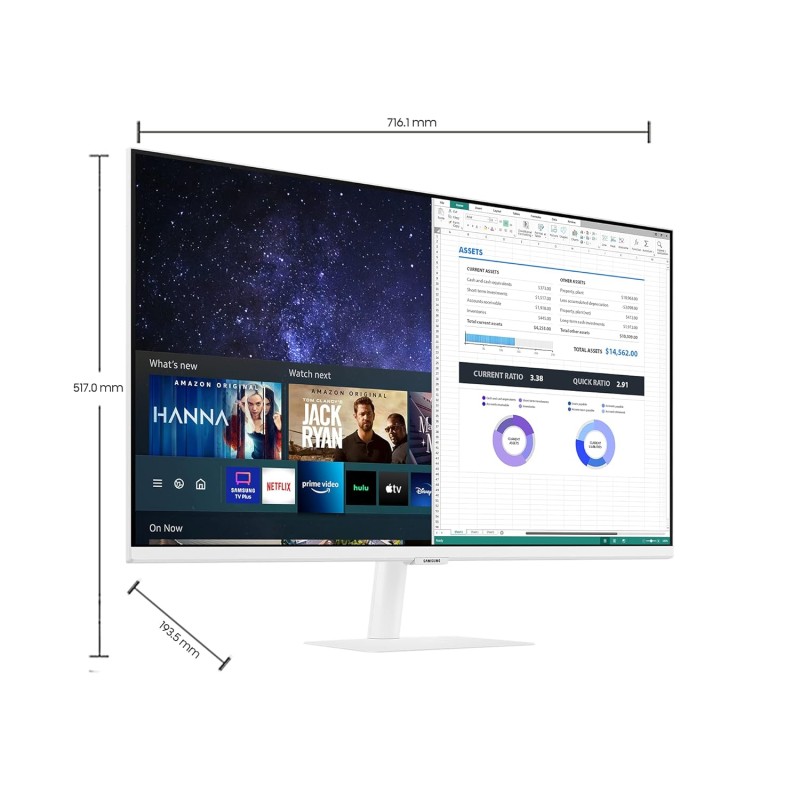 Samsung - Ls32Am501Nwxxl, 32 Inch (80 Cm) 1920 X 1080 Pixels, Led Smart Monitor with Netflix, YouTube, Prime Video and Apple Tv Streaming (White) Samsung - Ls32Am501Nwxxl, 32 Inch (80 Cm) 1920 X 1080 Pixels, Led Smart Monitor with Netflix, YouTube, Prime Video and Apple Tv Streaming (White)