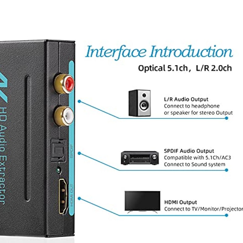 Microware 4K HDMI 2.0 Audio Extractor, Support 4K@60HZ YUV 4:4:4 HDR, 3D Compatible, HDMI 2.0 Microware 4K HDMI 2.0 Audio Extractor, Support 4K@60HZ YUV 4:4:4 HDR, 3D Compatible, HDMI 2.0