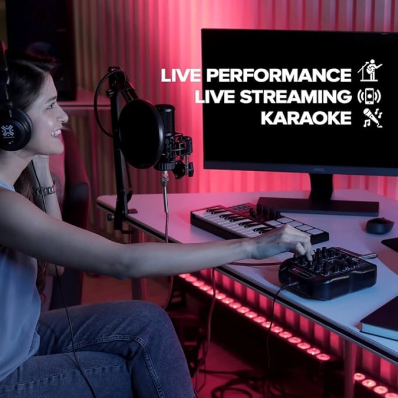 Xtreme Acoustics XAMX42 4 Channel Audio Mixer Interface with 192Khz Sampling Rate, Dual Track Recording, MP3 Input and 24Bit DSP FX Processor for Studio Youtube Recording, DJ Mixing, Karaoke Singing Xtreme Acoustics XAMX42 4 Channel Audio Mixer Interface with 192Khz Sampling Rate, Dual Track Recording, MP3 Input and 24Bit DSP FX Processor for Studio Youtube Recording, DJ Mixing, Karaoke Singing