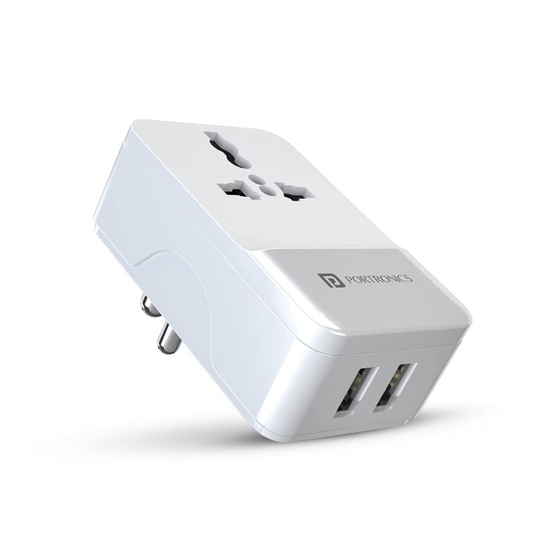 Portronics Adapto III Dual USB Adapter with 1 AC Power Socket 3.4Amp Total Output for Smartphones (White) Portronics Adapto III Dual USB Adapter with 1 AC Power Socket 3.4Amp Total Output for Smartphones (White)