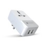 Portronics Adapto III Dual USB Adapter with 1 AC Power Socket 3.4Amp Total Output for Smartphones (White)