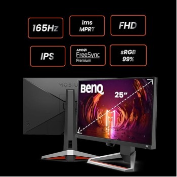 BenQ MOBIUZ EX2510S 24.5" IPS Full HD HDR Gaming Monitor 165Hz| 1ms MPRT| FreeSync Premium| Height Adjust| 99% sRGB| Bezel-Less| Black Equalizer| treVolo Speakers (2.5W x 2)| HDMI| DP (Dark Grey)