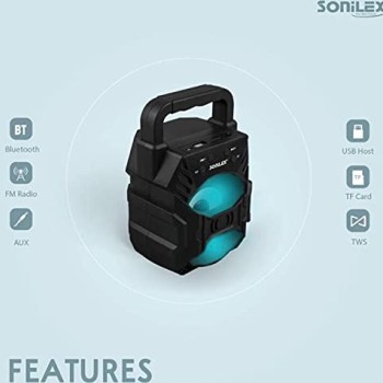 Sonilex BS975FMDL Wireless Bluetooth Speaker 5W with Built-in FM Radio, Aux Input, Portable Speaker with Studio Quality Sound, Party Speaker Powerful Bass, Bluetooth 5.0, Black (SL-BS975FMDL) Sonilex BS975FMDL Wireless Bluetooth Speaker 5W with Built-in FM Radio, Aux Input, Portable Speaker with Studio Quality Sound, Party Speaker Powerful Bass, Bluetooth 5.0, Black (SL-BS975FMDL)