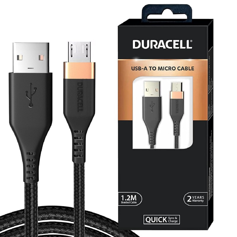 Duracell Micro USB 3A Braided Sync & Fast Charging Cable, 3.9 Feet (1.2M). Supports QC 2.0/3.0 Charging, High Speed Data Transmission - Black Duracell Micro USB 3A Braided Sync & Fast Charging Cable, 3.9 Feet (1.2M). Supports QC 2.0/3.0 Charging, High Speed Data Transmission - Black