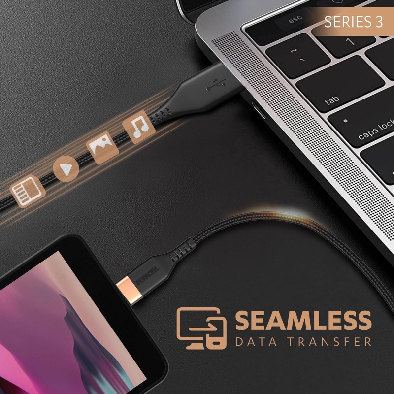 Duracell Micro USB 3A Braided Sync & Fast Charging Cable, 3.9 Feet (1.2M). Supports QC 2.0/3.0 Charging, High Speed Data Transmission - Black Duracell Micro USB 3A Braided Sync & Fast Charging Cable, 3.9 Feet (1.2M). Supports QC 2.0/3.0 Charging, High Speed Data Transmission - Black
