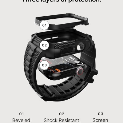 Fullmosa Watch Bands 44mm, Rugged iWatch Band Silicone with Screen Protector and Bumper Case for Men, Compatible with Apple Watch Series 6/5/4/SE 2nd Generation/SE (44mm, Black) Fullmosa Watch Bands 44mm, Rugged iWatch Band Silicone with Screen Protector and Bumper Case for Men, Compatible with Apple Watch Series 6/5/4/SE 2nd Generation/SE (44mm, Black)