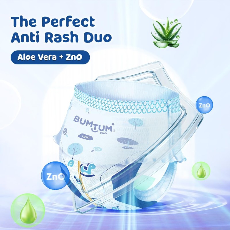 Bumtum Baby Diaper Pants, Medium Size, 72 Count, Double Layer Leakage Protection Infused With Aloe Vera, Cottony Soft High Absorb Technology (Pack of 1) Bumtum Baby Diaper Pants, Medium Size, 72 Count, Double Layer Leakage Protection Infused With Aloe Vera, Cottony Soft High Absorb Technology (Pack of 1)