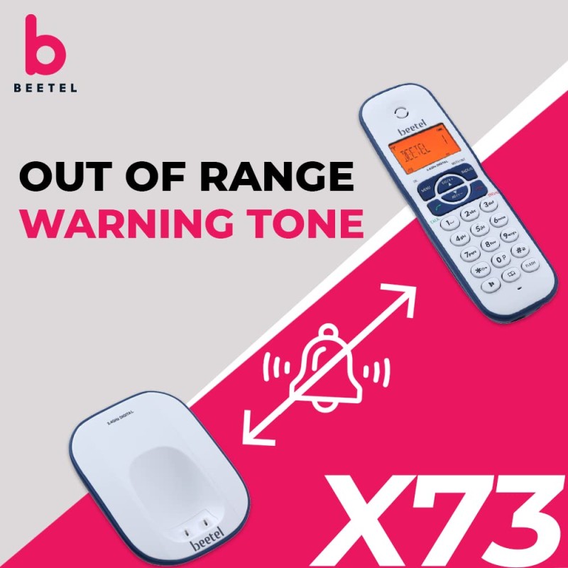 Beetel X73 Cordless 2.4Ghz Cordless Landline Phone with Caller ID Display, 2-Way Speaker Phone with Volume Controls, Auto Answer, Alarm Function, Stylish Design (Blue/White)(X73) Beetel X73 Cordless 2.4Ghz Cordless Landline Phone with Caller ID Display, 2-Way Speaker Phone with Volume Controls, Auto Answer, Alarm Function, Stylish Design (Blue/White)(X73)