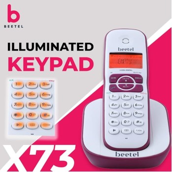 Beetel X73N Cordless 2.4Ghz Cordless Landline Phone with Caller ID Display, 2-Way Speaker Phone with Volume Controls, Auto Answer, Alarm Function, Stylish Design (Red/White)(X73N) Beetel X73N Cordless 2.4Ghz Cordless Landline Phone with Caller ID Display, 2-Way Speaker Phone with Volume Controls, Auto Answer, Alarm Function, Stylish Design (Red/White)(X73N)