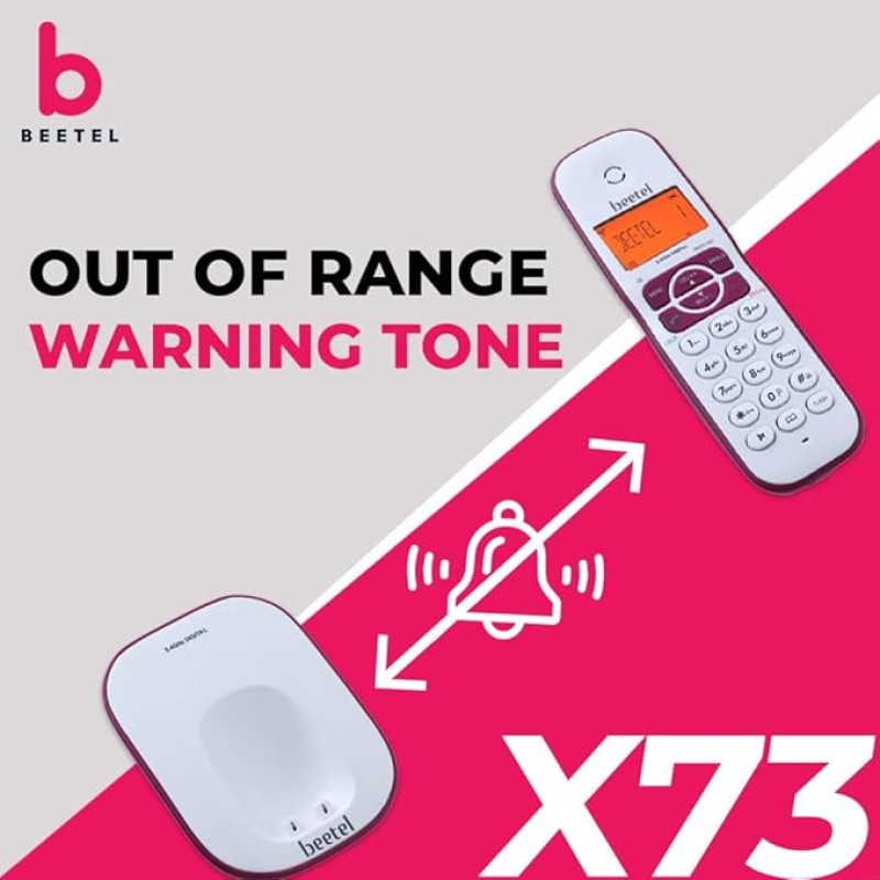 Beetel X73N Cordless 2.4Ghz Cordless Landline Phone with Caller ID Display, 2-Way Speaker Phone with Volume Controls, Auto Answer, Alarm Function, Stylish Design (Red/White)(X73N) Beetel X73N Cordless 2.4Ghz Cordless Landline Phone with Caller ID Display, 2-Way Speaker Phone with Volume Controls, Auto Answer, Alarm Function, Stylish Design (Red/White)(X73N)