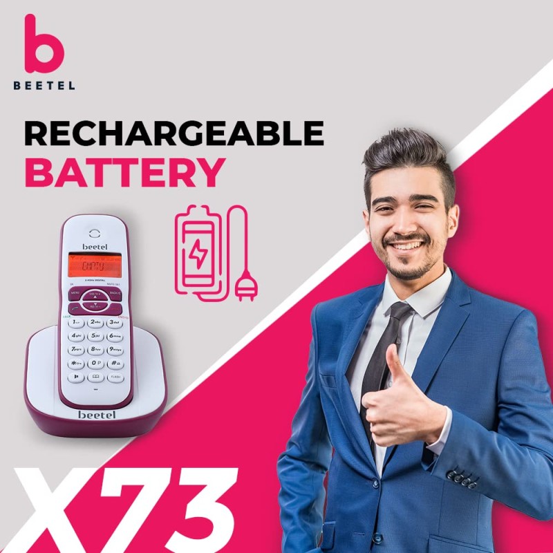 Beetel X73N Cordless 2.4Ghz Cordless Landline Phone with Caller ID Display, 2-Way Speaker Phone with Volume Controls, Auto Answer, Alarm Function, Stylish Design (Red/White)(X73N) Beetel X73N Cordless 2.4Ghz Cordless Landline Phone with Caller ID Display, 2-Way Speaker Phone with Volume Controls, Auto Answer, Alarm Function, Stylish Design (Red/White)(X73N)