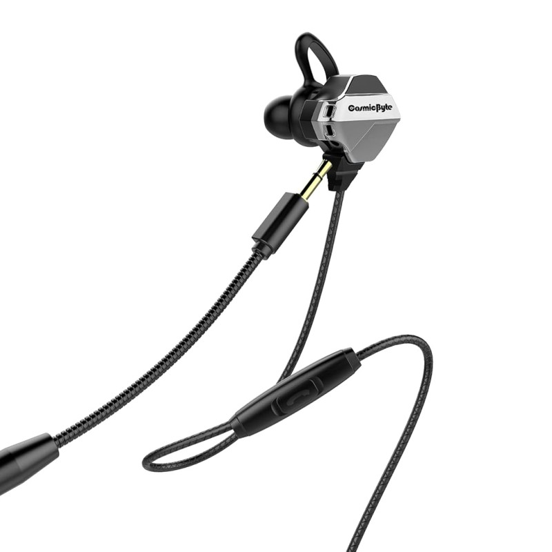 Cosmic Byte CB-EP-04 Gaming Wired in Ear Earphone with Microphone Detachable for PC, PS4, Mobiles, Tablets (Black/Silver) Cosmic Byte CB-EP-04 Gaming Wired in Ear Earphone with Microphone Detachable for PC, PS4, Mobiles, Tablets (Black/Silver)
