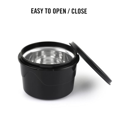 CELLO MF All in One Lunch Box Set of 5 with Bag, Black | 3 Containers with Steel Inner, 1 Plastic Pickle Box and 1 Steel Bottle | Microwave Safe | Insulated Tiffin Ideal for Office, School, College