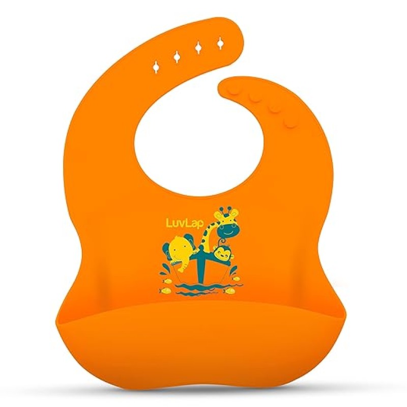 LuvLap Silicone Baby Bib for Feeding & Weaning Babies & Toddlers, Waterproof, Washable & Reusable, Non Messy Easy Cleaning, No Bad Odour, Adjustable Neckline with Buttons LuvLap Silicone Baby Bib for Feeding & Weaning Babies & Toddlers, Waterproof, Washable & Reusable, Non Messy Easy Cleaning, No Bad Odour, Adjustable Neckline with Buttons