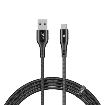 boAt Micro USB 600 Smart Auto Disconnecting Cable with LED Indicator, Stress Resistant, 3A Fast Charging & 480mbps Data Transmission, 10000+ Bends Lifespan & Extended 1.5m Length(Mercurial Black)