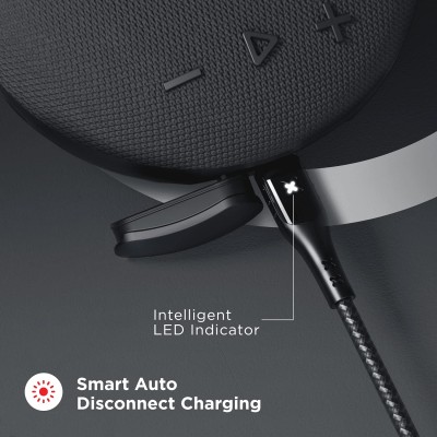 boAt Micro USB 600 Smart Auto Disconnecting Cable with LED Indicator, Stress Resistant, 3A Fast Charging & 480mbps Data Transmission, 10000+ Bends Lifespan & Extended 1.5m Length(Mercurial Black)