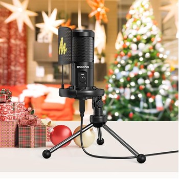 MAONO AU-PM461TS Condenser USB Mic for PC, YouTube Recording, Gaming, Podcasting. All-in-one Microphone Kit with Mic Gain, Metal Pop Filter, and Shock Mount, Black MAONO AU-PM461TS Condenser USB Mic for PC, YouTube Recording, Gaming, Podcasting. All-in-one Microphone Kit with Mic Gain, Metal Pop Filter, and Shock Mount, Black