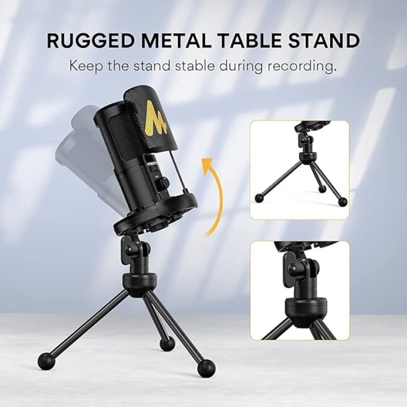 MAONO AU-PM461TS Condenser USB Mic for PC, YouTube Recording, Gaming, Podcasting. All-in-one Microphone Kit with Mic Gain, Metal Pop Filter, and Shock Mount, Black MAONO AU-PM461TS Condenser USB Mic for PC, YouTube Recording, Gaming, Podcasting. All-in-one Microphone Kit with Mic Gain, Metal Pop Filter, and Shock Mount, Black