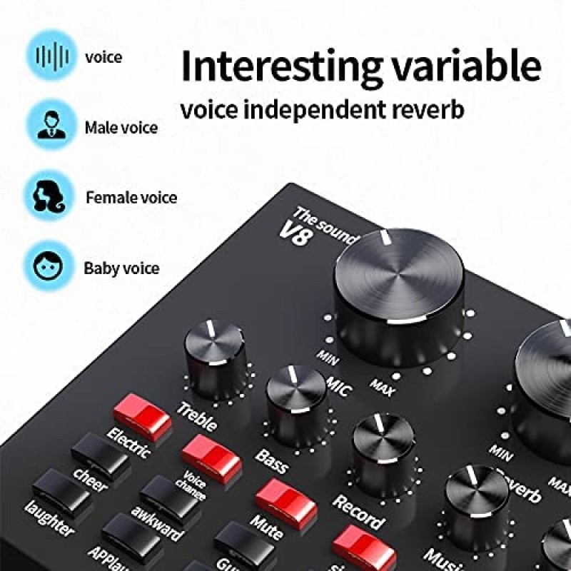 ZHIZUKA Condenser USB Microphone Set V8 Sound Card Mixer Amplifier Voice Changer Audio Interface | Singing Smule Live Streaming Podcast Broadcasting (3.5 Mm Mic + Sound Card, Black) ZHIZUKA Condenser USB Microphone Set V8 Sound Card Mixer Amplifier Voice Changer Audio Interface | Singing Smule Live Streaming Podcast Broadcasting (3.5 Mm Mic + Sound Card, Black)