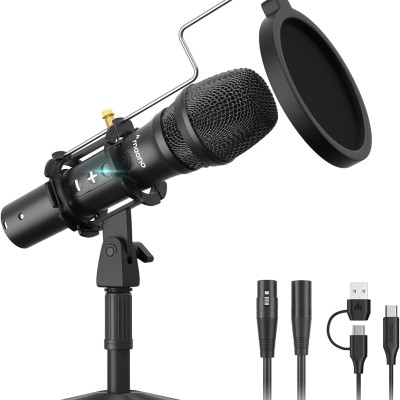 Maono AU-HD300T USB/XLR Dynamic Mic for Singing, PC, YouTube Recording. Professional Microphone with 0-Latency Monitoring, Volume Control, Adjustable Mic Stand, Shock Mount and Pop Filter, Black Maono AU-HD300T USB/XLR Dynamic Mic for Singing, PC, YouTube Recording. Professional Microphone with 0-Latency Monitoring, Volume Control, Adjustable Mic Stand, Shock Mount and Pop Filter, Black