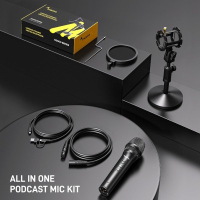 Maono AU-HD300T USB/XLR Dynamic Mic for Singing, PC, YouTube Recording. Professional Microphone with 0-Latency Monitoring, Volume Control, Adjustable Mic Stand, Shock Mount and Pop Filter, Black Maono AU-HD300T USB/XLR Dynamic Mic for Singing, PC, YouTube Recording. Professional Microphone with 0-Latency Monitoring, Volume Control, Adjustable Mic Stand, Shock Mount and Pop Filter, Black