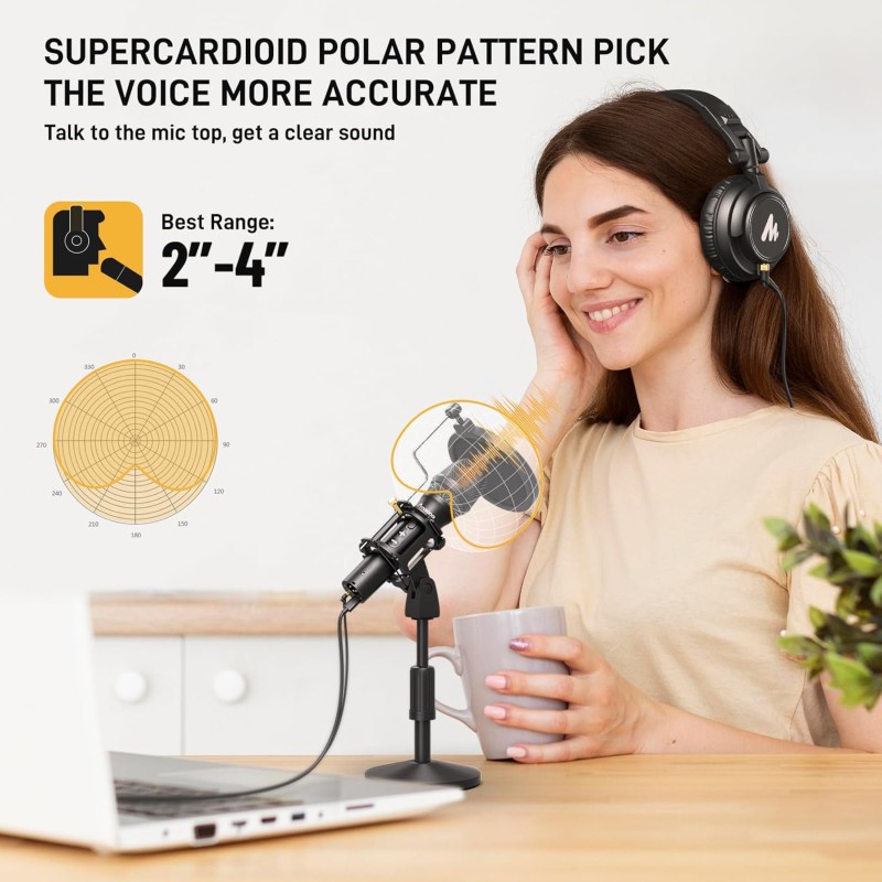 Maono AU-HD300T USB/XLR Dynamic Mic for Singing, PC, YouTube Recording. Professional Microphone with 0-Latency Monitoring, Volume Control, Adjustable Mic Stand, Shock Mount and Pop Filter, Black Maono AU-HD300T USB/XLR Dynamic Mic for Singing, PC, YouTube Recording. Professional Microphone with 0-Latency Monitoring, Volume Control, Adjustable Mic Stand, Shock Mount and Pop Filter, Black