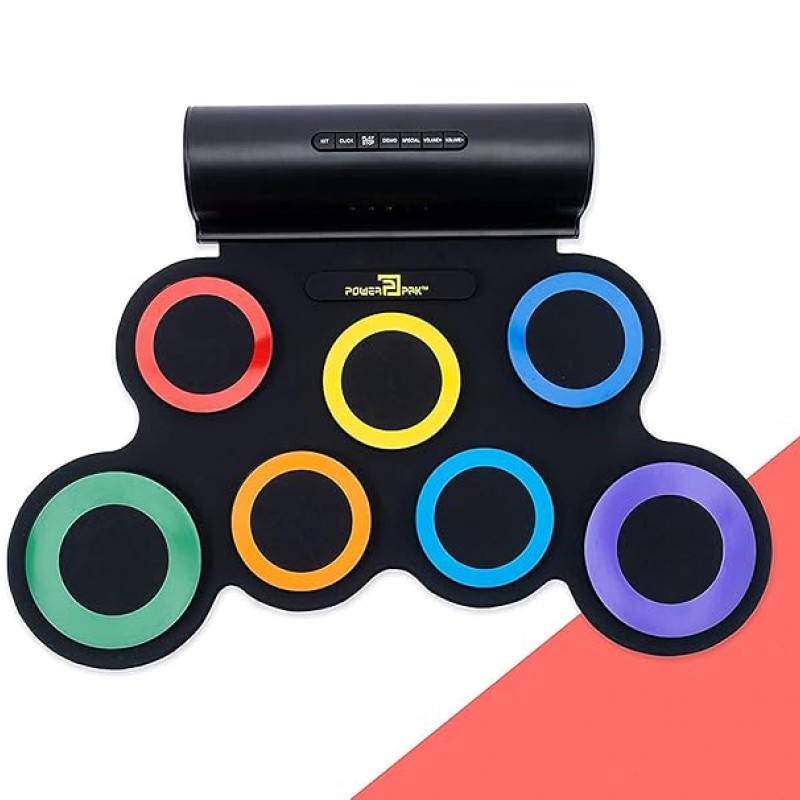 Powerpak G3001L-R Electronic Drum Kit | Built-In Li-Battery 2000mAh & Roll Up Drum Pad | Portable Rechargeable with Built-In Dual Speaker | 2x Pedals/2x Sticks/1x Headphone (Rainbow) Powerpak G3001L-R Electronic Drum Kit | Built-In Li-Battery 2000mAh & Roll Up Drum Pad | Portable Rechargeable with Built-In Dual Speaker | 2x Pedals/2x Sticks/1x Headphone (Rainbow)