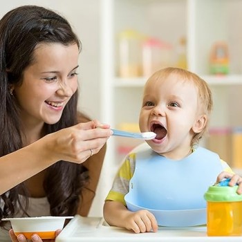 R for Rabbit Premium Safe Feed Silicone Baby Feeding Spoon Set of 2, Smooth Silicon Tip, Food Grade PP Spoon, BPA & Phthalates Free for Kids 6+ Months (Lake Blue -Blue)