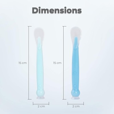 R for Rabbit Premium Safe Feed Silicone Baby Feeding Spoon Set of 2, Smooth Silicon Tip, Food Grade PP Spoon, BPA & Phthalates Free for Kids 6+ Months (Lake Blue -Blue)