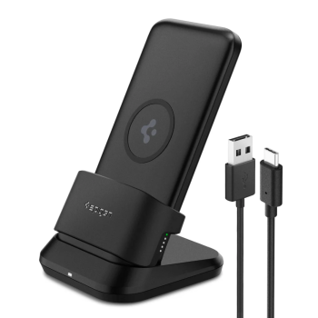 Spigen Lithium polymer 10000 mAh 3 in 1 Wireless Charging Power Bank with USB-A | USB-C 20W Fast Charging - Black Spigen Lithium polymer 10000 mAh 3 in 1 Wireless Charging Power Bank with USB-A | USB-C 20W Fast Charging - Black